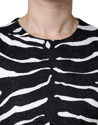 Dolce & Gabbana Black White Zebra A-line Sheath Mini Women's Dress