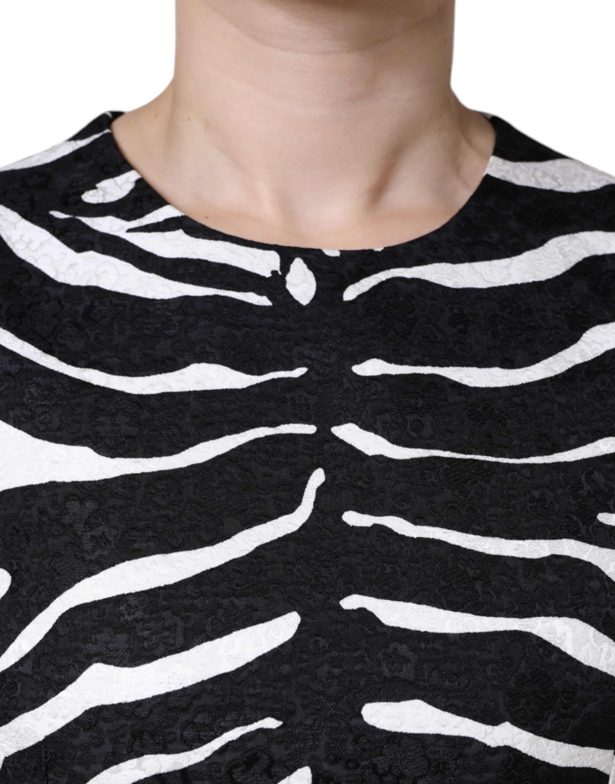 Dolce & Gabbana Black White Zebra A-line Sheath Mini Women's Dress