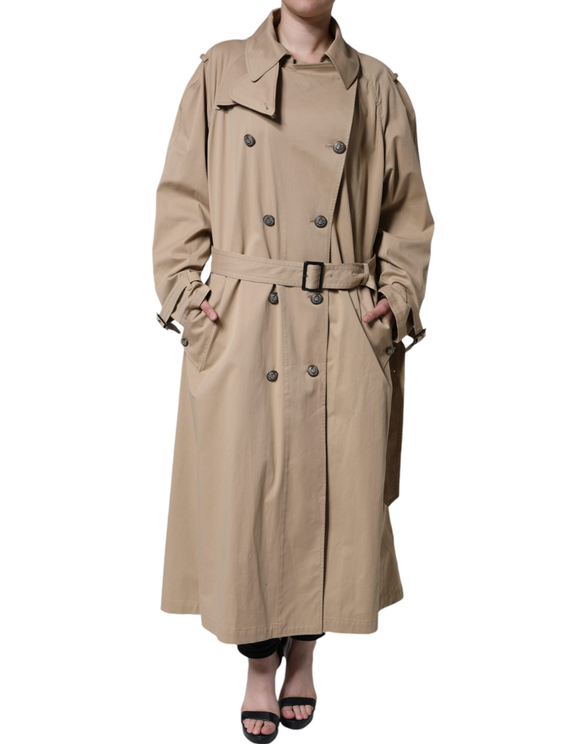 Dolce & Gabbana Dolce & Gabbana Khaki Double Breasted Trench Coat Women's Jacket