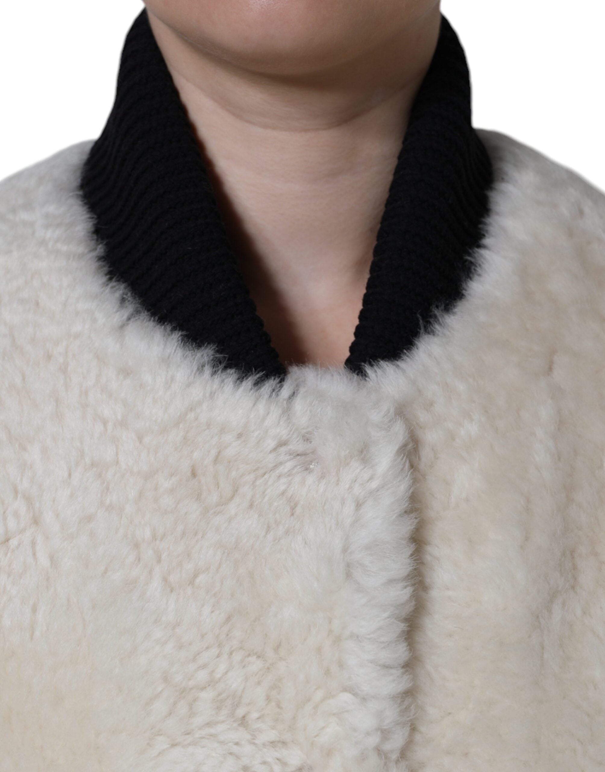 Burberry Burberry White WARRENFORD Shearling Leather Vest Coat Women's Jacket