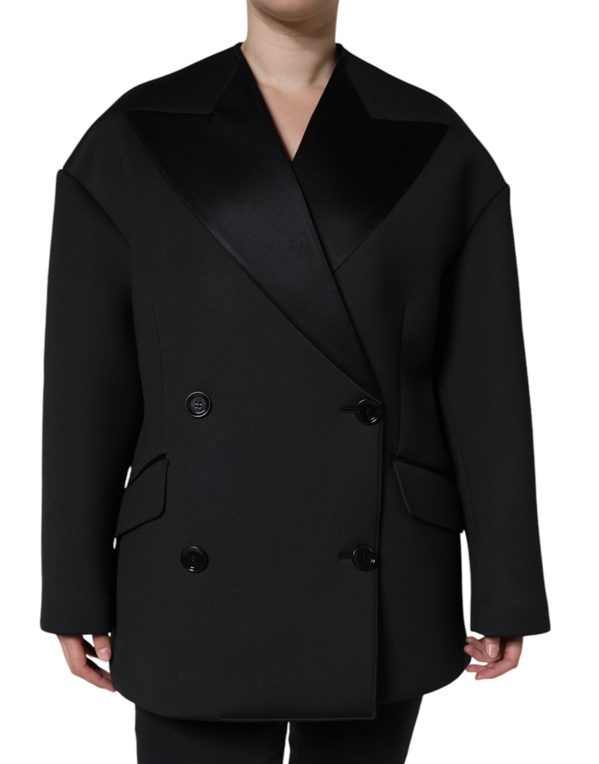 Dolce & Gabbana Dolce & Gabbana Black Polyester Double Breasted Coat Women's Jacket