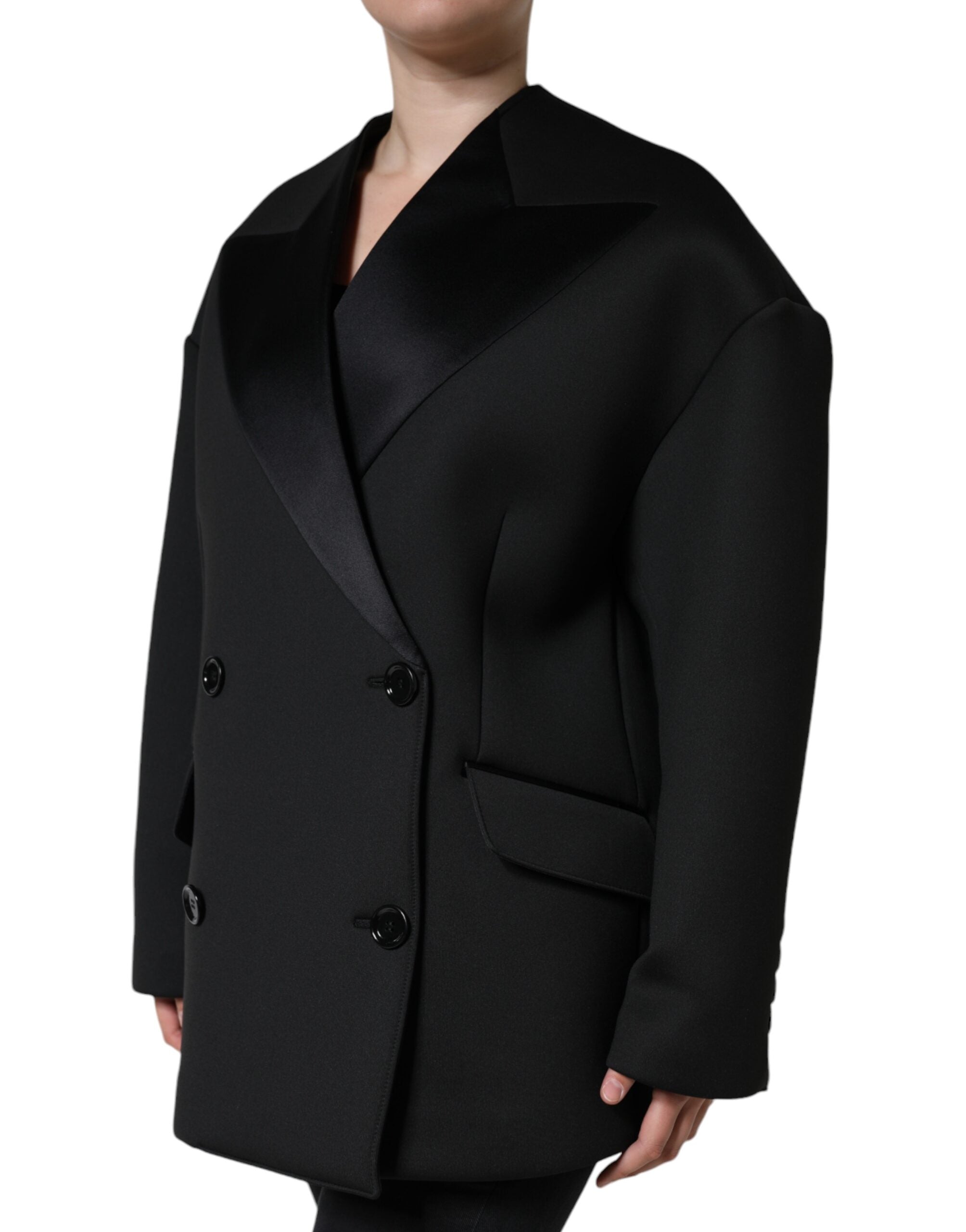 Dolce & Gabbana Dolce & Gabbana Black Polyester Double Breasted Coat Women's Jacket