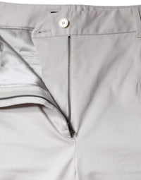 Dolce & Gabbana White Cotton Mid Waist Cropped Skinny Women's Pants