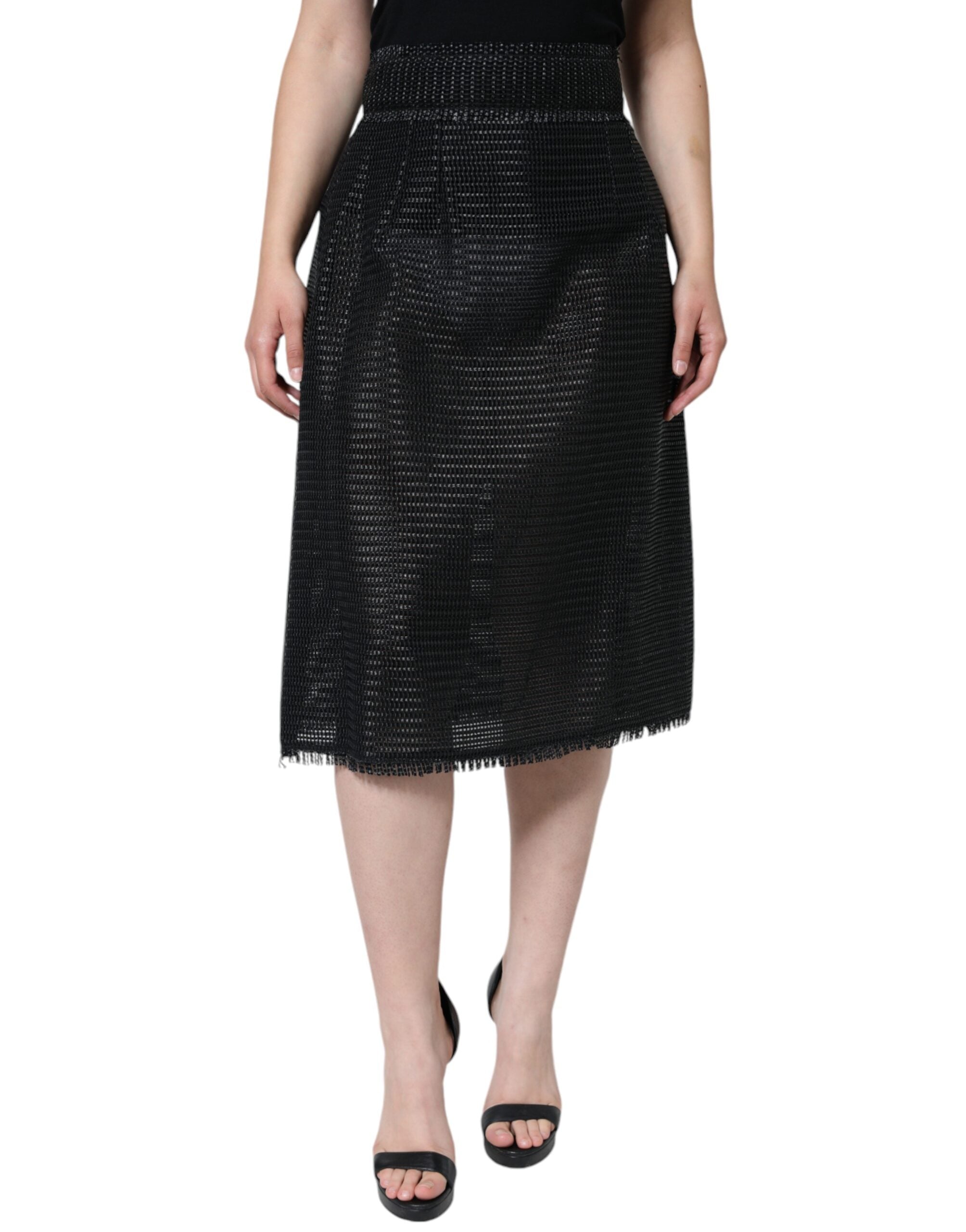 Dolce & Gabbana Black Viscose High Waist Pencil Cut Women's Skirt