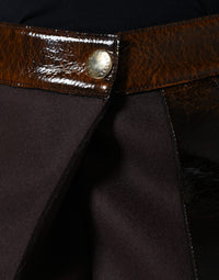 Dolce & Gabbana Brown Virgin Wool Mid Waist A-line Mini Women's Skirt
