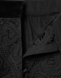 Dolce & Gabbana Black Floral Lace HighWaist Pencil Cut Women's Skirt