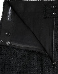 Dolce & Gabbana Black Virgin Wool Pencil Cut Midi Women's Skirt