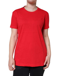 Dolce & Gabbana Red Cotton Crew Neck Short Sleeve Tee Women's T-shirt