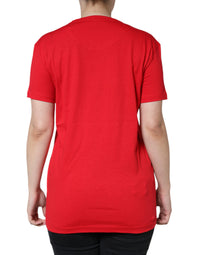 Dolce & Gabbana Red Cotton Crew Neck Short Sleeve Tee Women's T-shirt