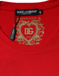 Dolce & Gabbana Red Cotton Crew Neck Short Sleeve Tee Women's T-shirt