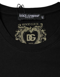Dolce & Gabbana Black Cotton Crew Neck Short Sleeve Women's T-shirt