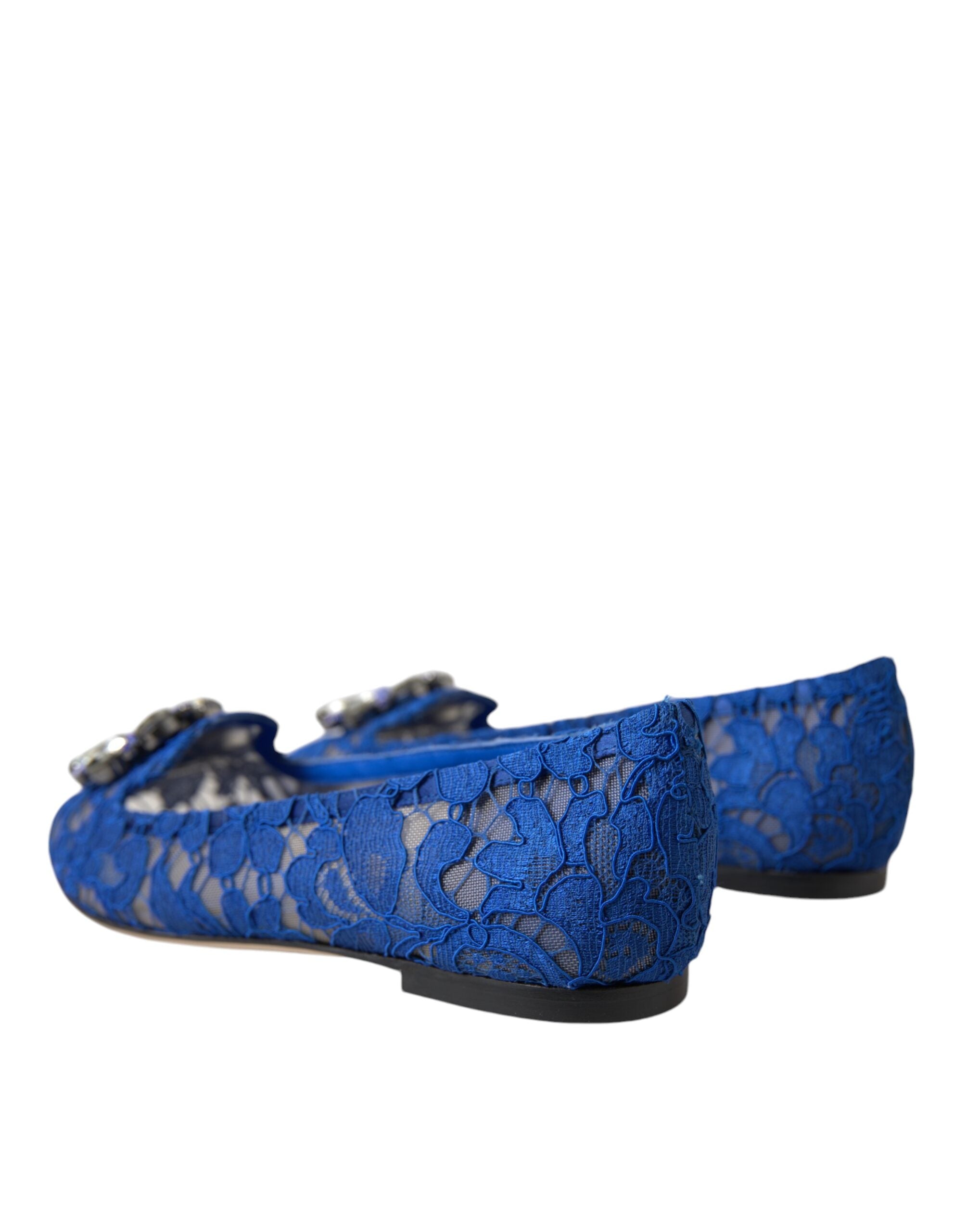 Dolce & Gabbana Dolce & Gabbana Blue Lace Crystal Ballet Flats Loafers Women's Shoes