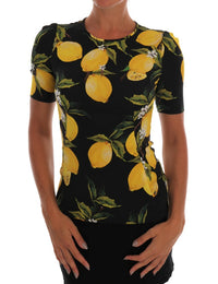 Dolce & Gabbana Multicolor Lemon Silk Stretch Women's T-Shirt