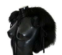 Dolce & Gabbana Black Silver Fox Fur Women's Scarf
