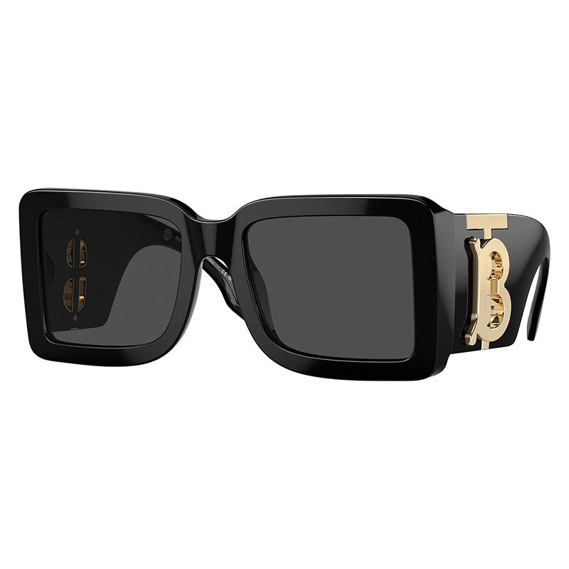 Burberry Sunglasses Square Full Rim, Black Gold Frame and Dark Grey Lens BE4406U300187