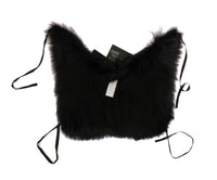 Dolce & Gabbana Black Silver Fox Fur Women's Scarf