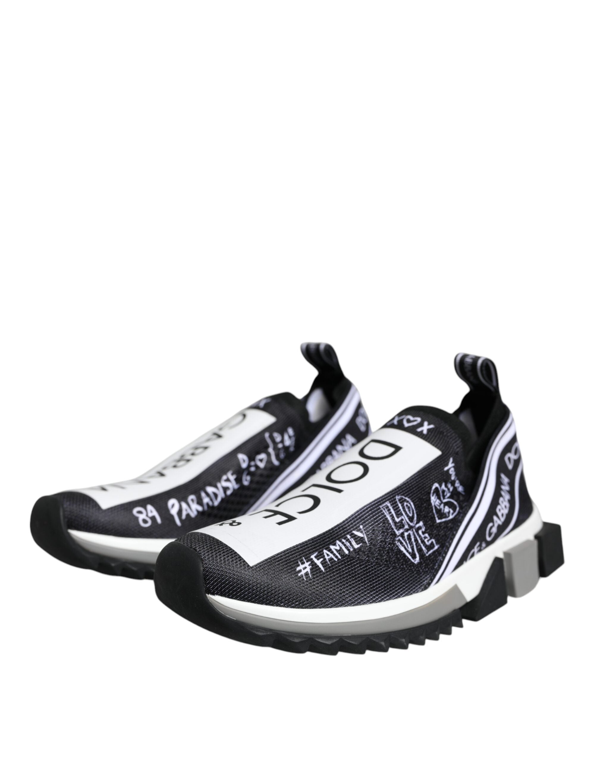 Dolce & Gabbana Black White Sorrento Low Top Sneakers Women's Shoes