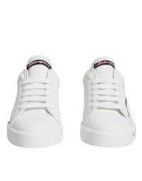 Dolce & Gabbana White Pink Portofino Low Top Sneakers Women's Shoes