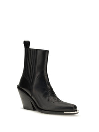Rabanne Women Leather Cowboy Ankle Boots