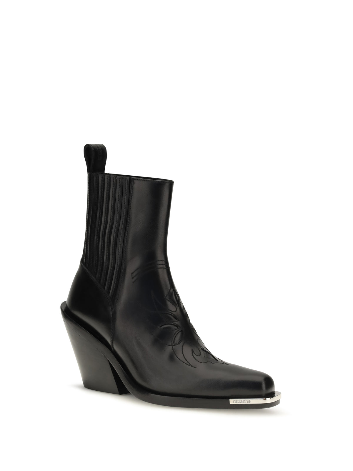 Rabanne Women Leather Cowboy Ankle Boots