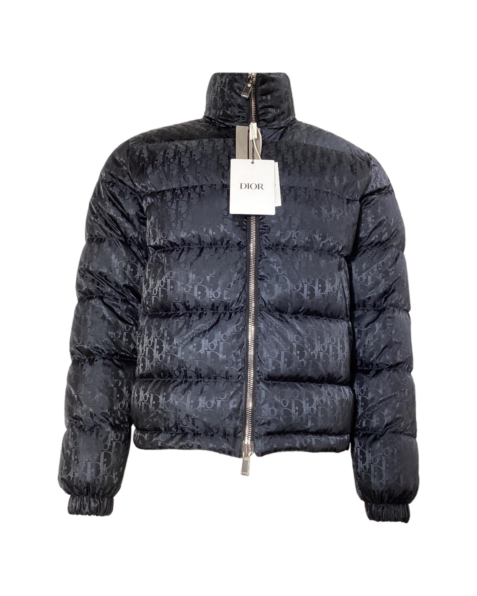 Dior Oblique Puffer Jacket Men Black Bomber Jackets