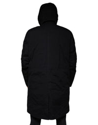 Dolce & Gabbana Black Hooded Parka Cotton Trench Coat Men's Jacket