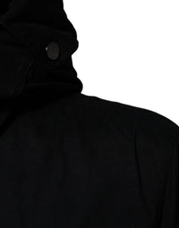 Dolce & Gabbana Black Hooded Parka Cotton Trench Coat Men's Jacket