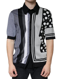 Dolce & Gabbana Black White Polka Dot Collared Polo Men's T-shirt