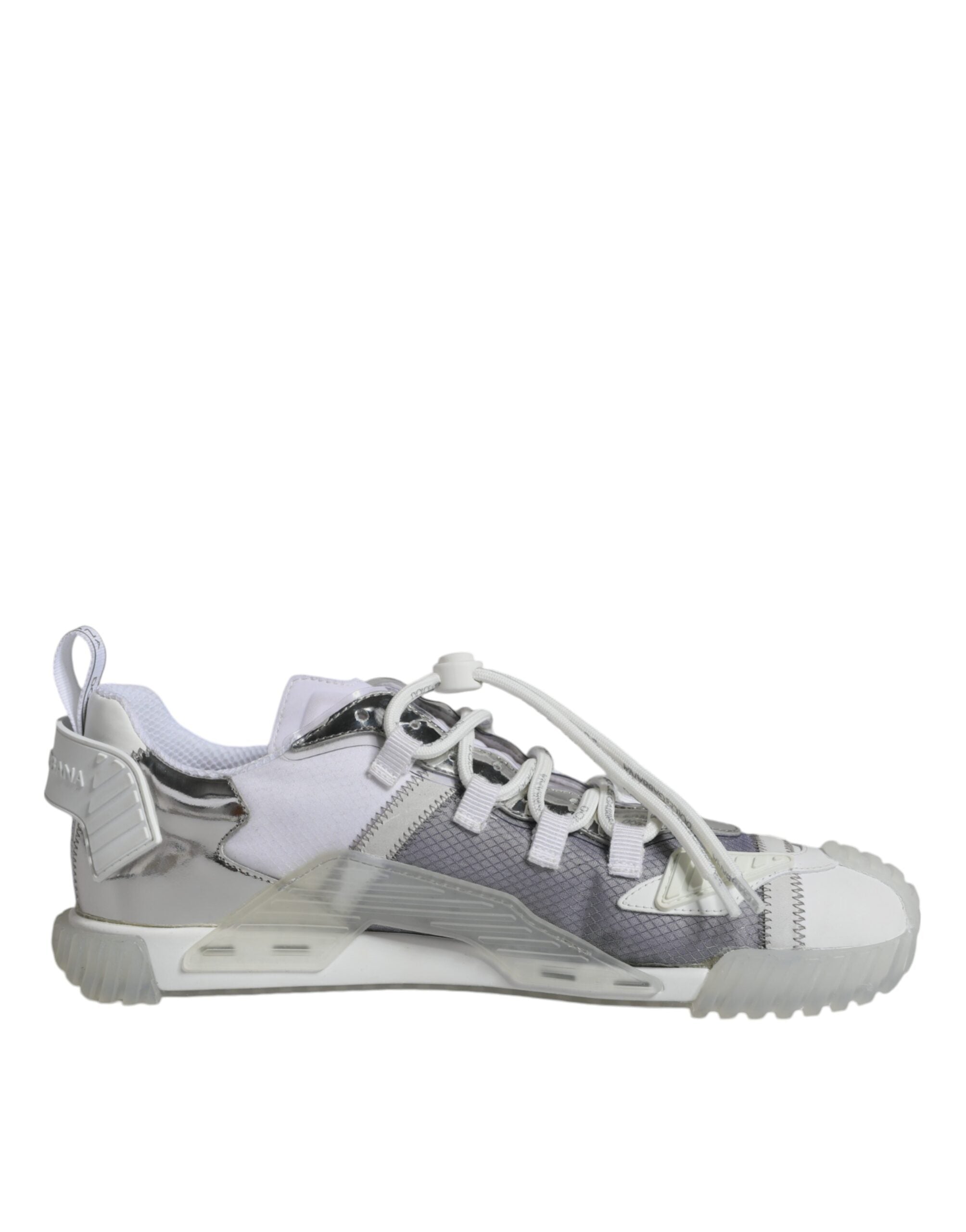 Dolce & Gabbana White Silver Low Top NS1 Sneakers Men's Shoes