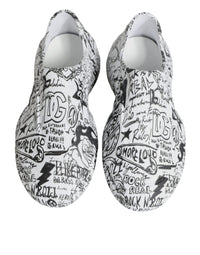 Dolce & Gabbana White Black Graffiti Daymaster Sneakers Men's Shoes