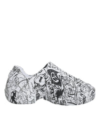 Dolce & Gabbana White Black Graffiti Daymaster Sneakers Men's Shoes