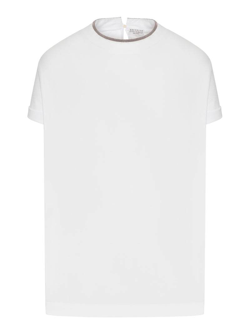 Brunello Cucinelli Women Jersey T-Shirt With Precious Faux Layering