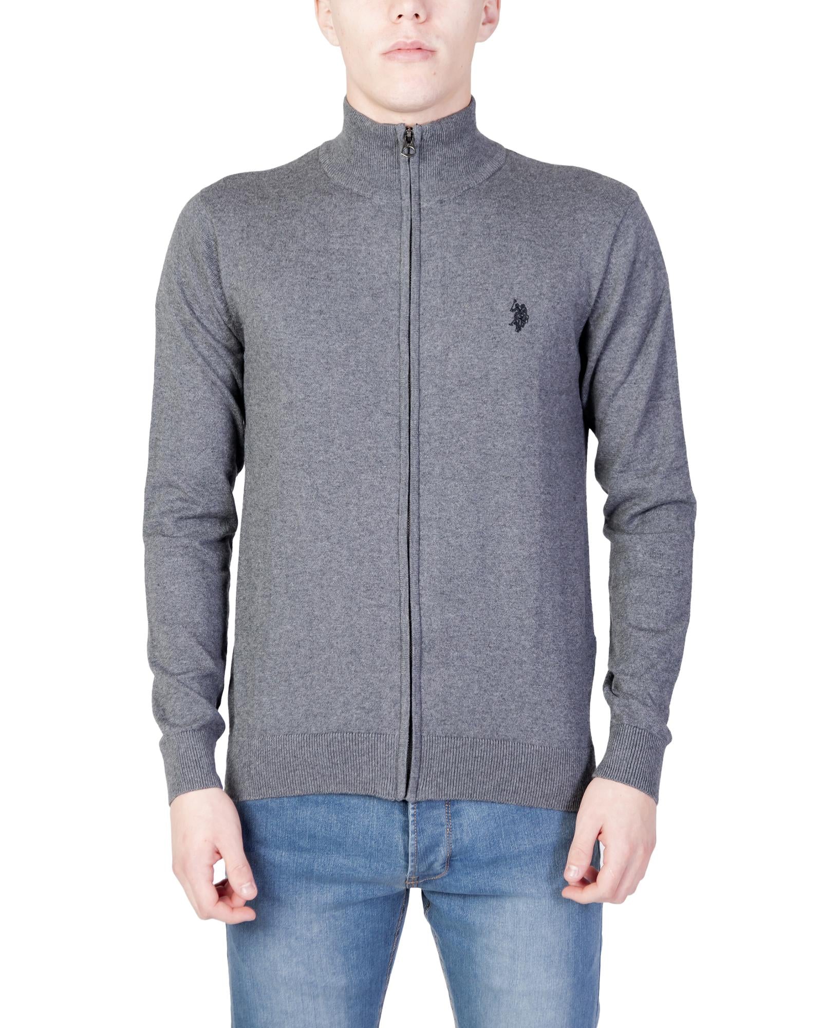 U.s. Polo Assn. US Polo Assn Mens Full Zip Knit Sweater Heather Grey Regular S Grey