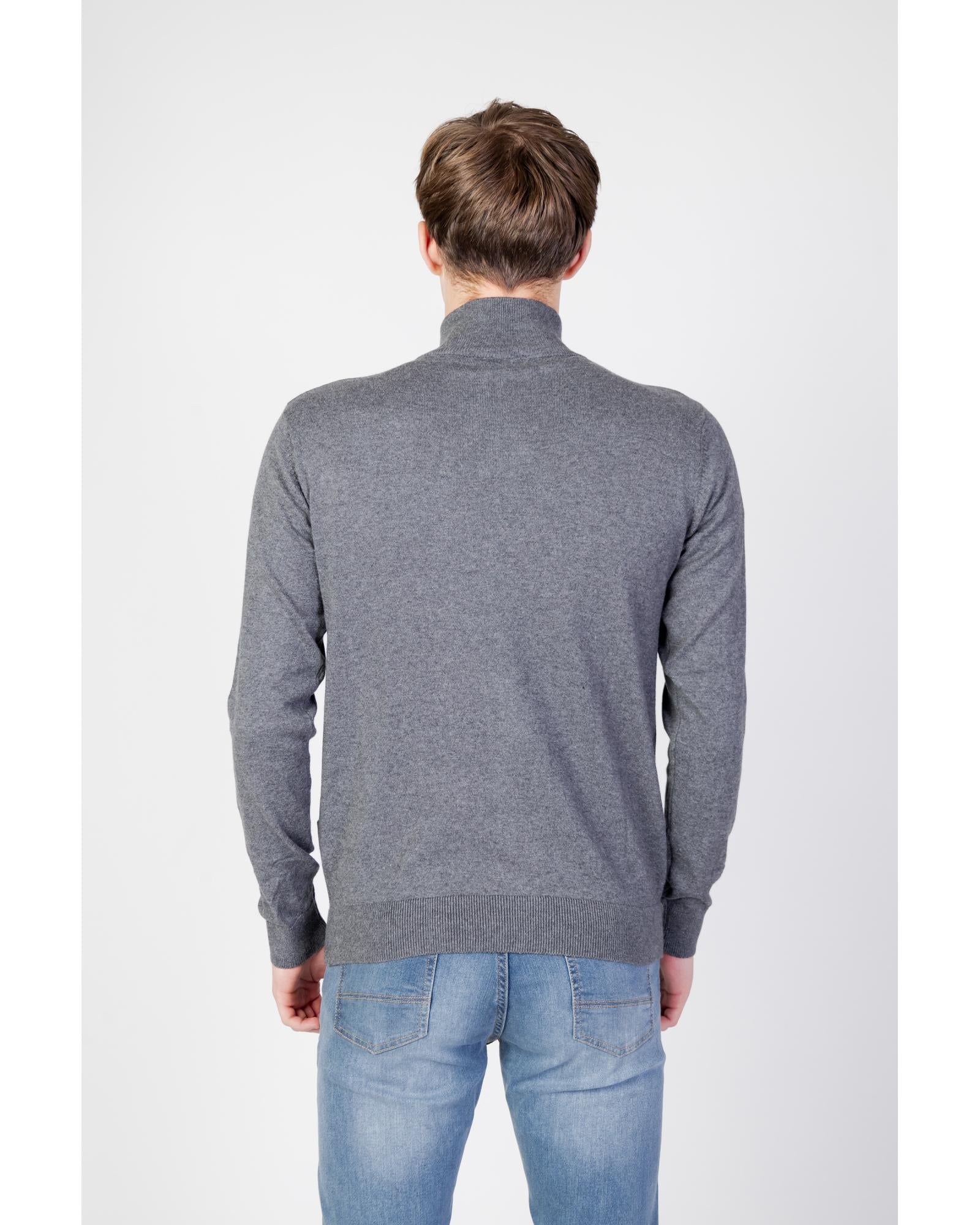 U.s. Polo Assn. US Polo Assn Mens Full Zip Knit Sweater Heather Grey