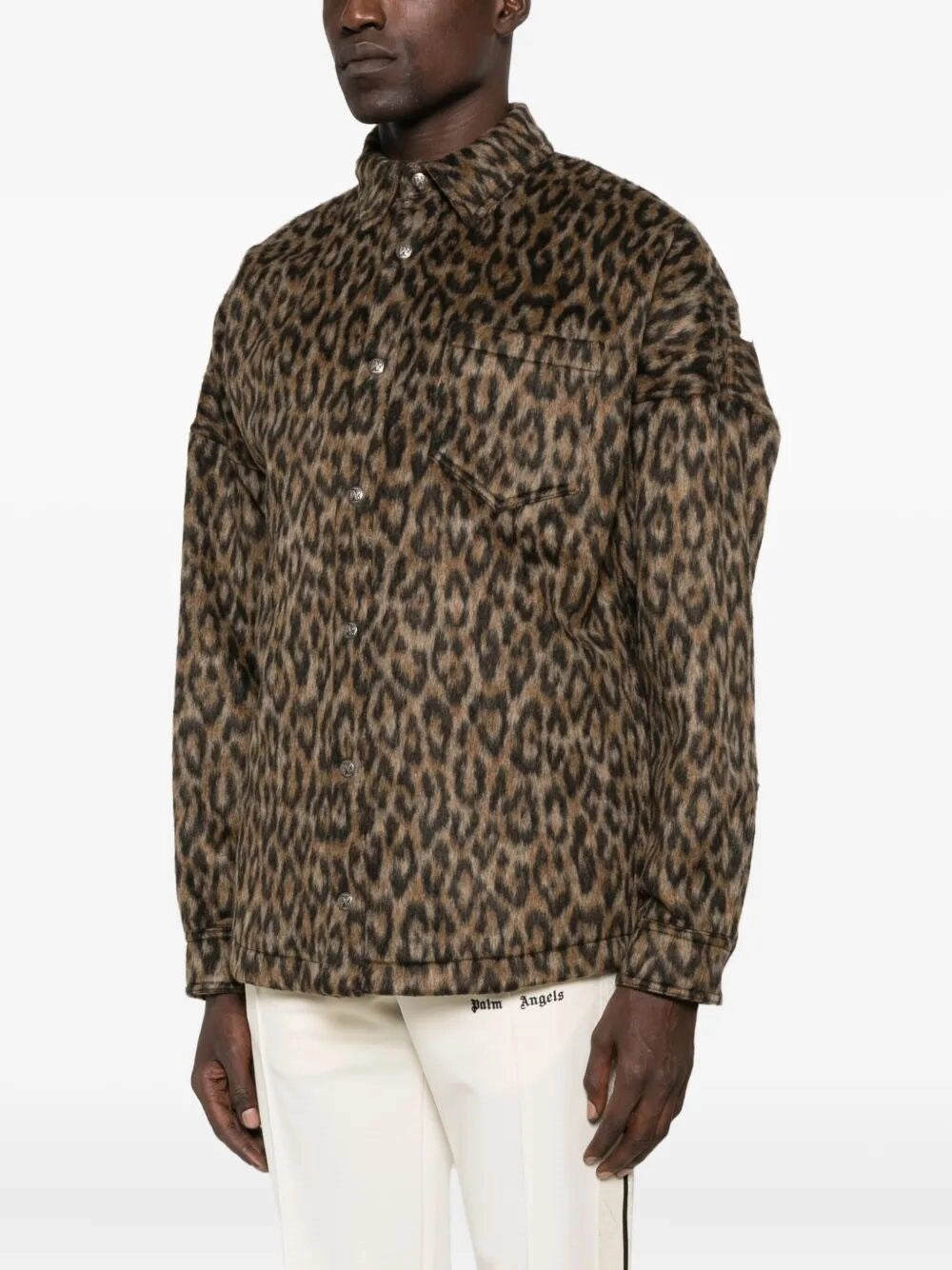 Palm Angels Men `Classic Logo` Animalier Overshirt