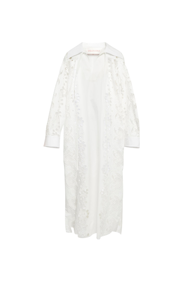 Valentino Garavani Valentino Women's White Embroidered Cotton Midi Dress Bianco 2B3Va2U07Sv_0Bo