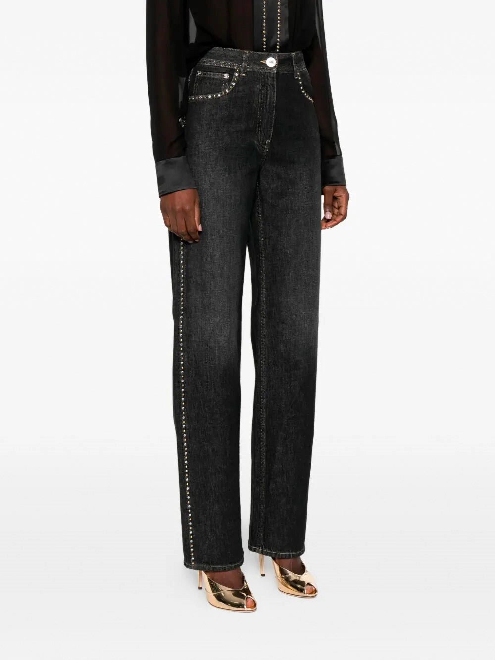 Versace Versace Women Denim Pants With Studs