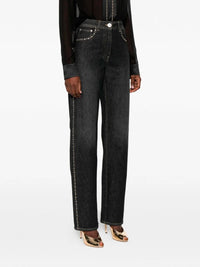 Versace Versace Women Denim Pants With Studs
