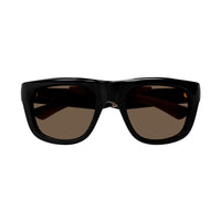 Bottega Veneta Sunglasses Square Full Rim, Shiny Black/Brown Frame and Brown Lens BV1233S002