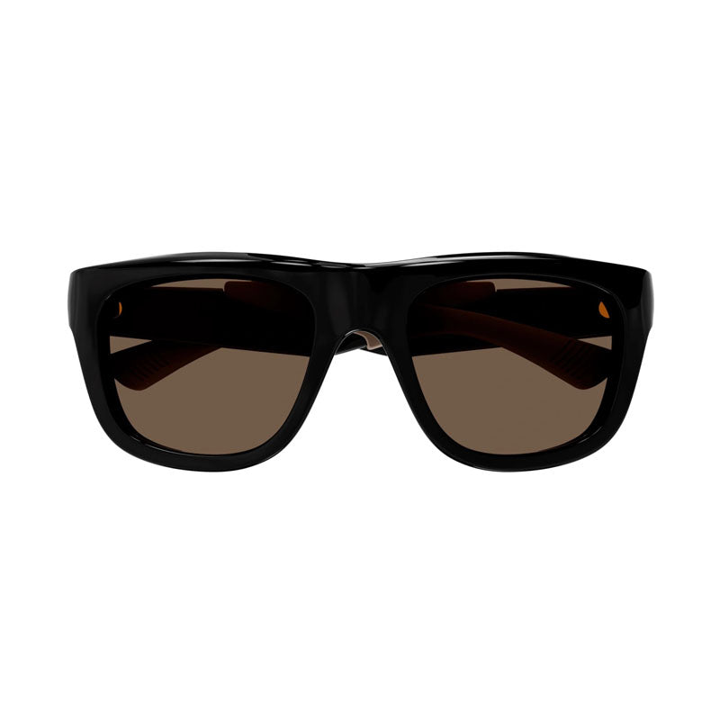 Bottega Veneta Sunglasses Square Full Rim, Shiny Black/Brown Frame and Brown Lens BV1233S002