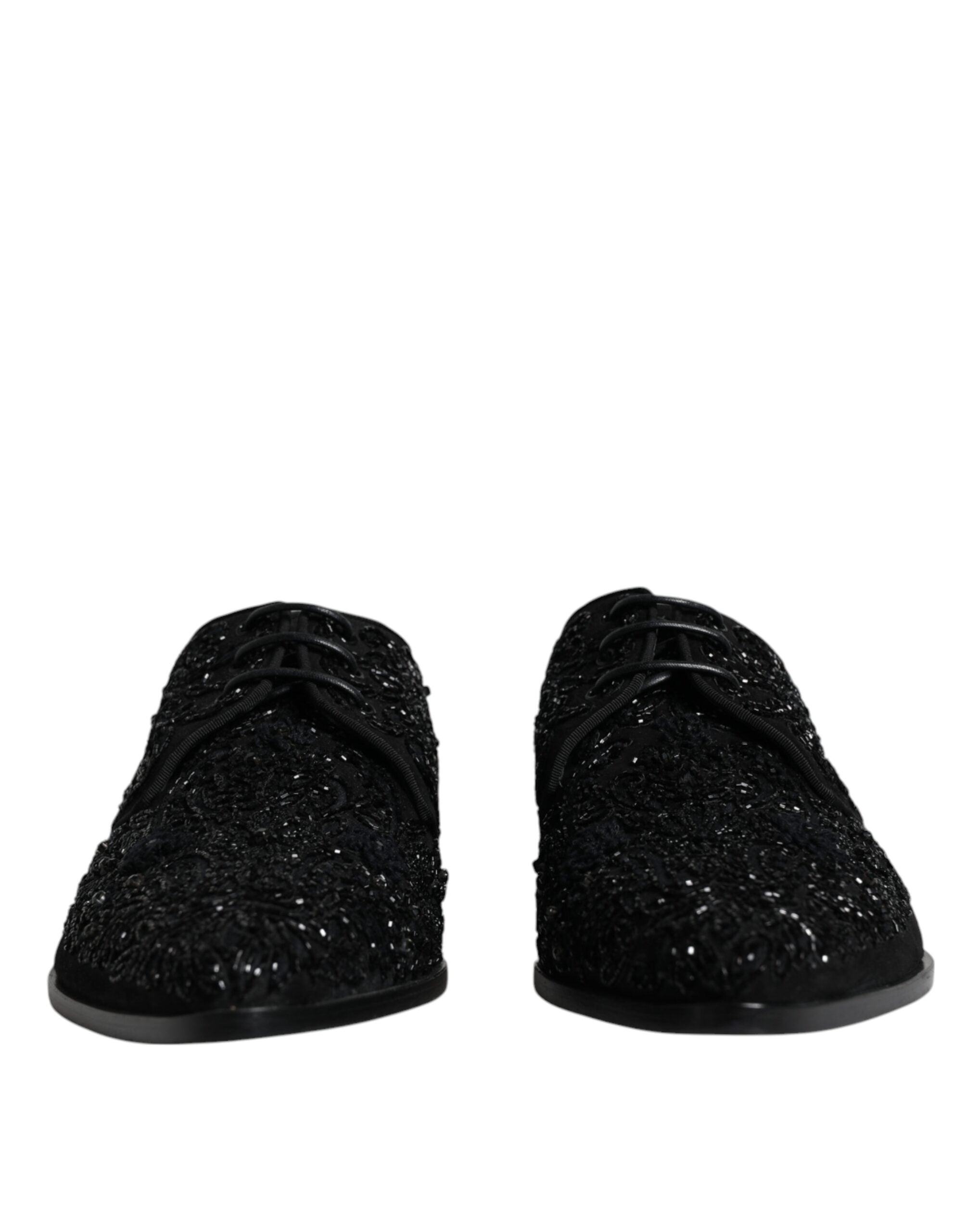 Dolce & Gabbana Dolce & Gabbana Black Embellished Suede Derby Formal Men's Shoes