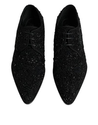 Dolce & Gabbana Dolce & Gabbana Black Embellished Suede Derby Formal Men's Shoes