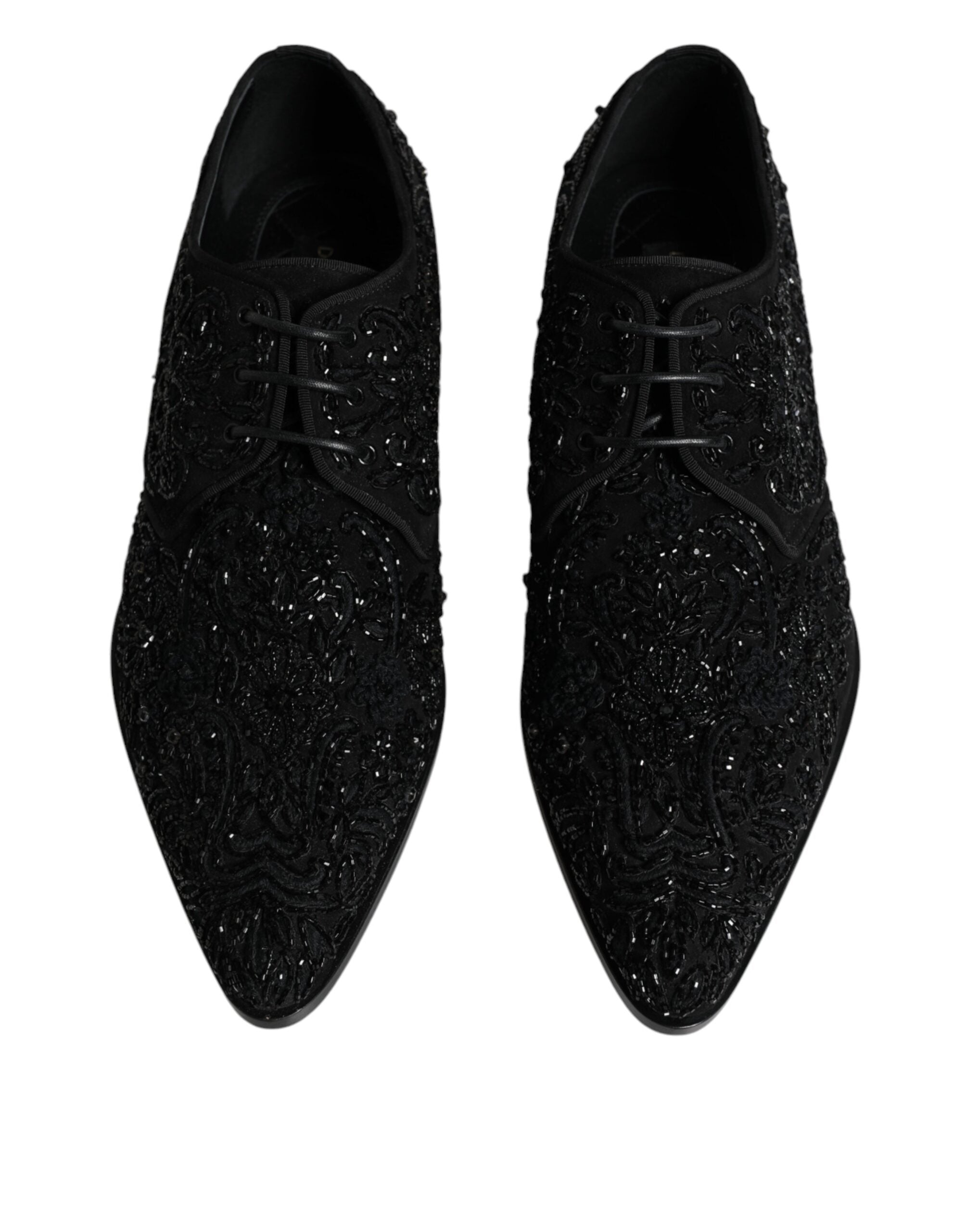 Dolce & Gabbana Dolce & Gabbana Black Embellished Suede Derby Formal Men's Shoes