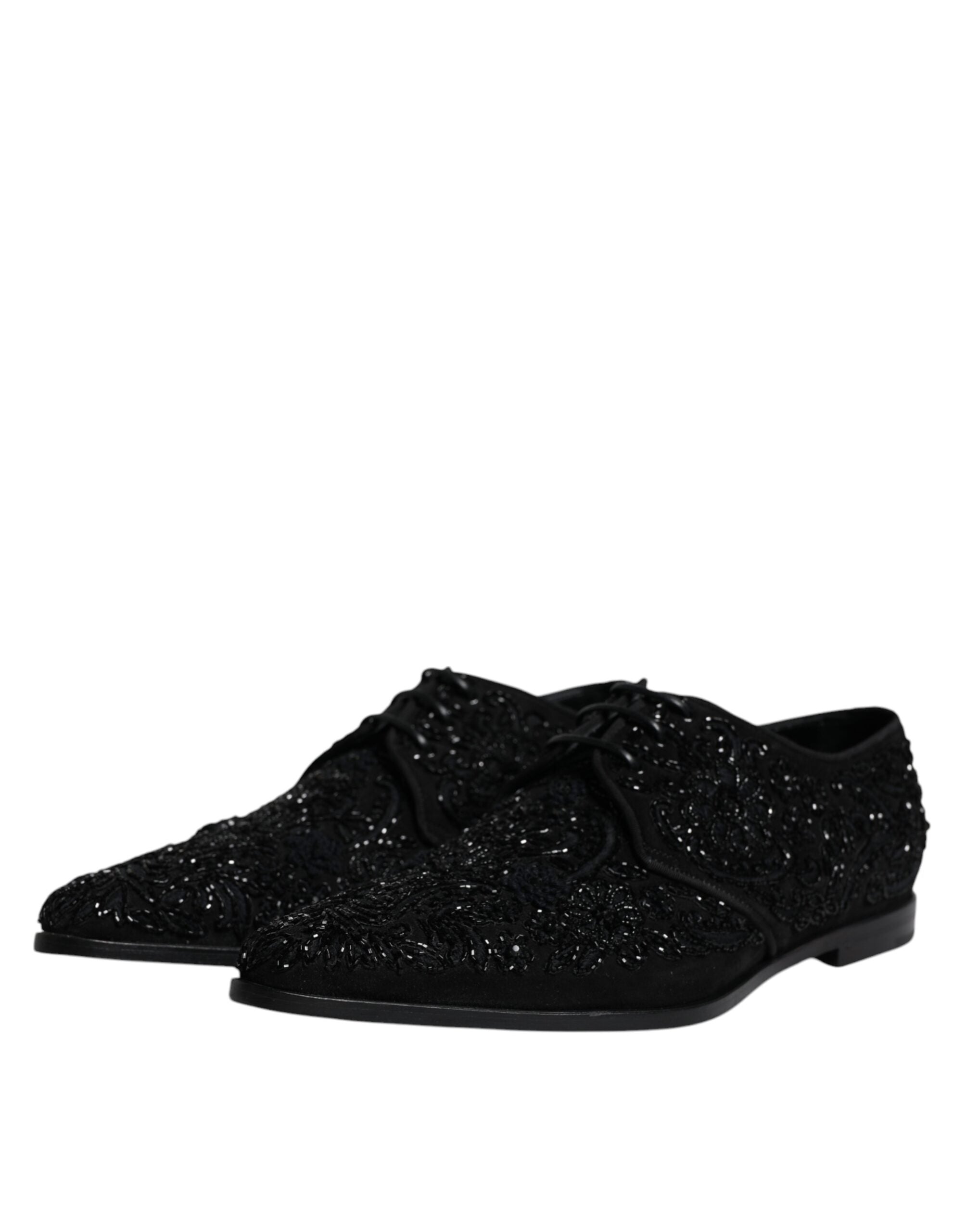 Dolce & Gabbana Dolce & Gabbana Black Embellished Suede Derby Formal Men's Shoes