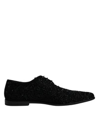 Dolce & Gabbana Dolce & Gabbana Black Embellished Suede Derby Formal Men's Shoes