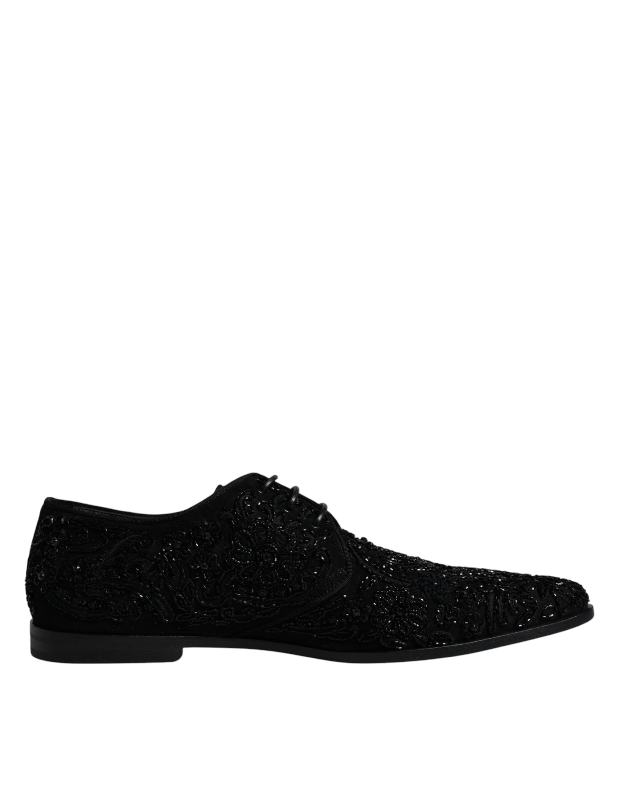 Dolce & Gabbana Dolce & Gabbana Black Embellished Suede Derby Formal Men's Shoes