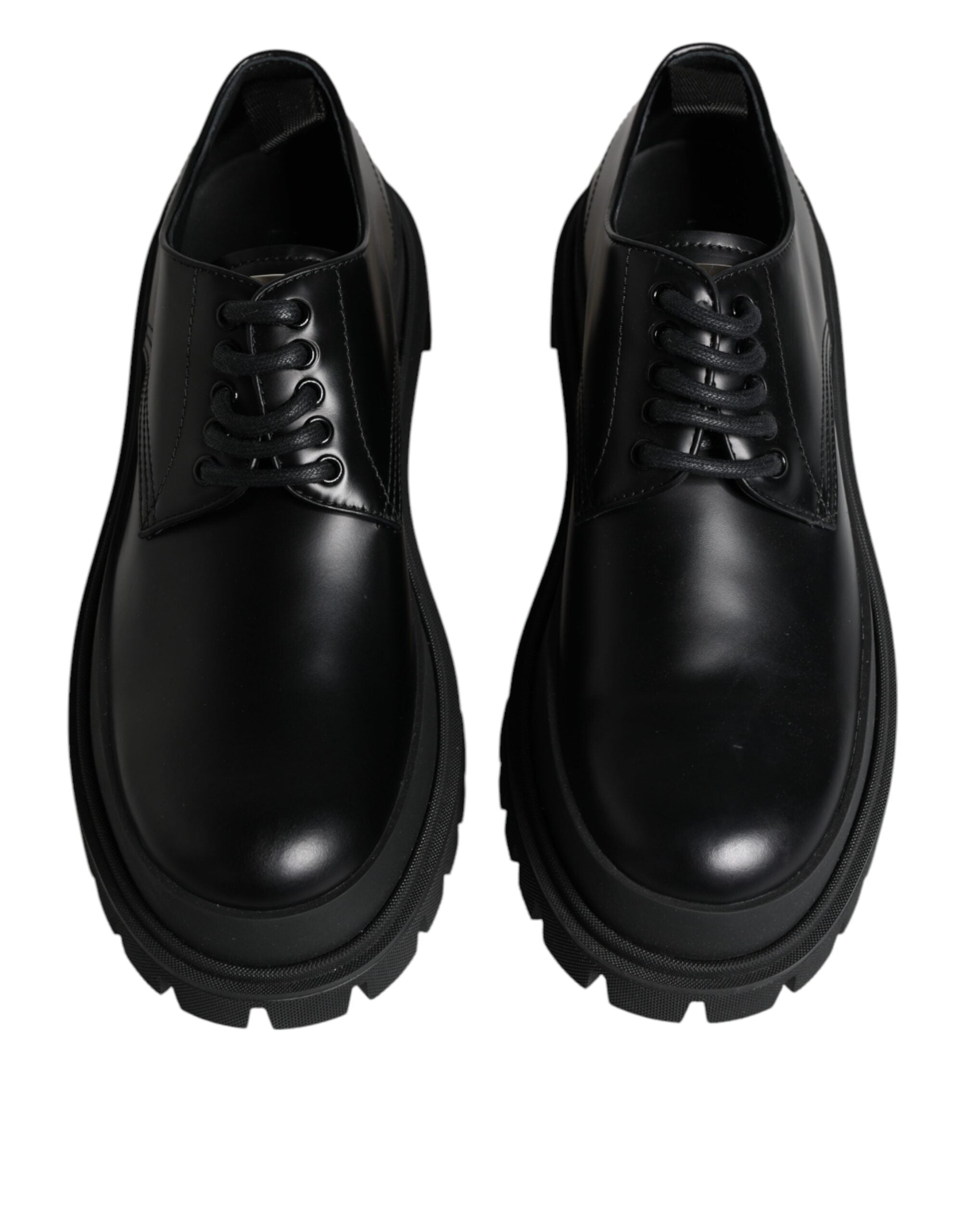 Dolce & Gabbana Dolce & Gabbana Black Leather Lace Up Trekking Dress Men's Shoes