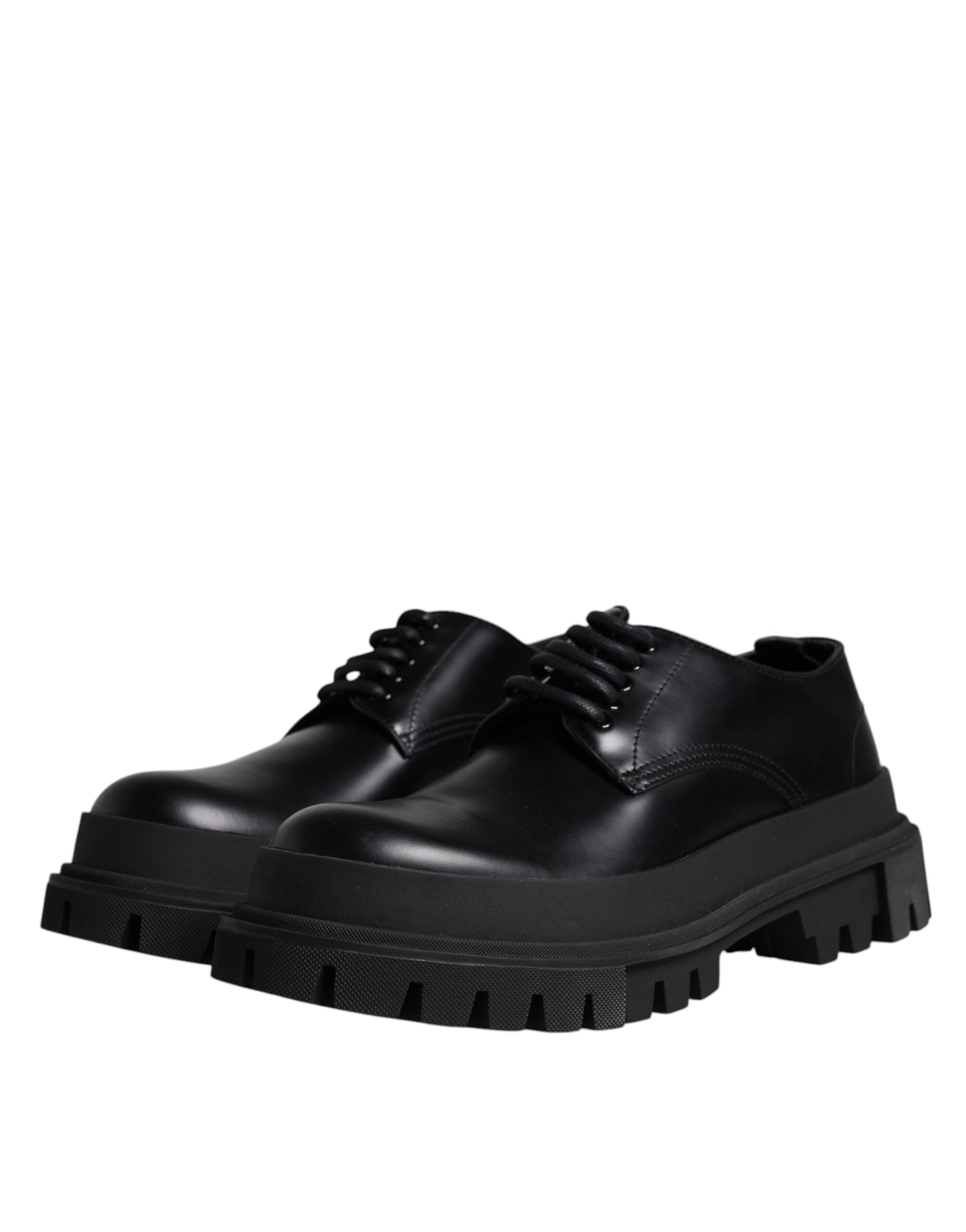 Dolce & Gabbana Dolce & Gabbana Black Leather Lace Up Trekking Dress Men's Shoes