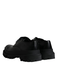 Dolce & Gabbana Dolce & Gabbana Black Leather Lace Up Trekking Dress Men's Shoes