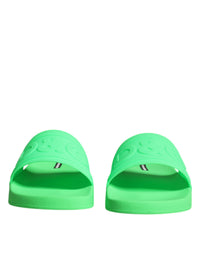 Dolce & Gabbana Dolce & Gabbana Green Leather Slides Sandals Beachwear Men's Shoes